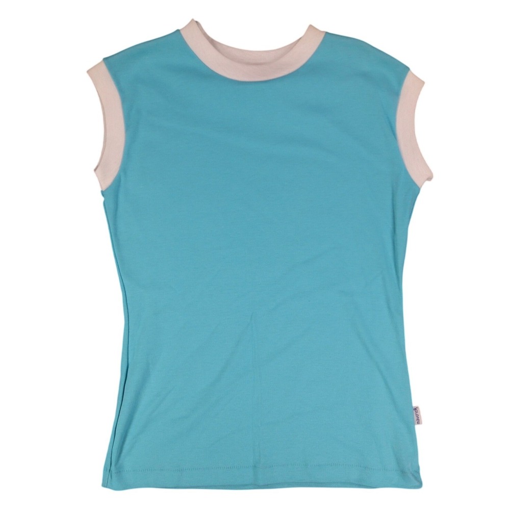 Maverick Ringer Tank Top Girls L Vintage 1982 Turquoise Blue Cotton USA NWT